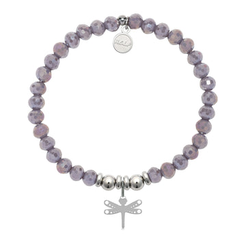 HELP Collection: Dragonfly Charm with Purple Crystal Charity Bracelet